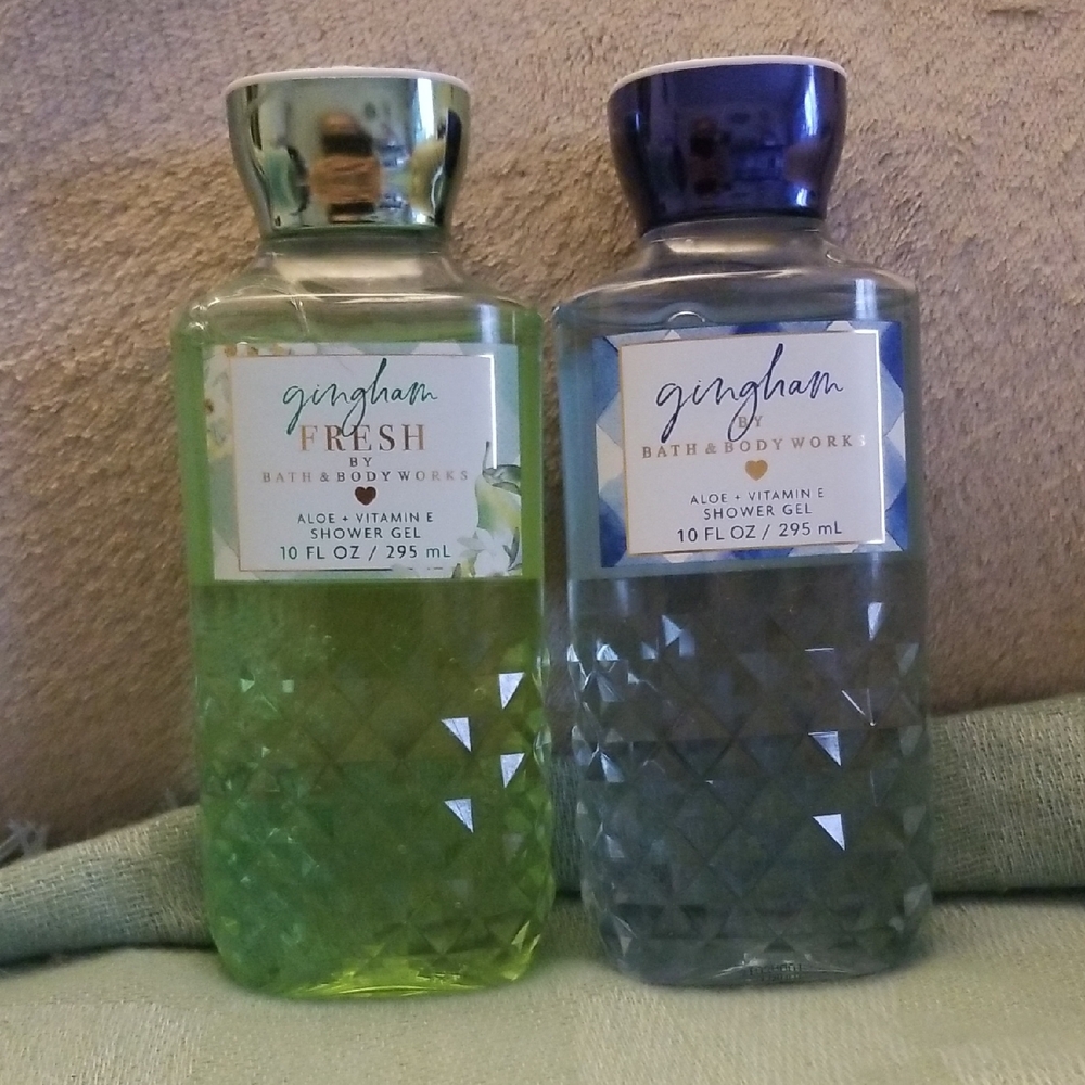 Bath & Body Works Gingham Fresh Green and Blue Shower Gel Set